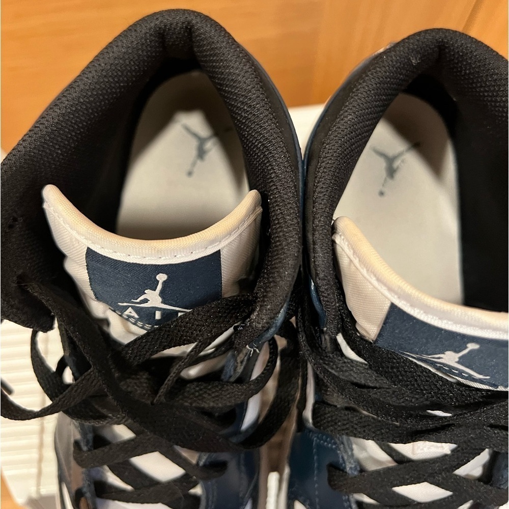 Nike Air Jordan 1 | Mid Sneakers | Armory Navy, White and Black | Size 7Y - Picture 8 of 10